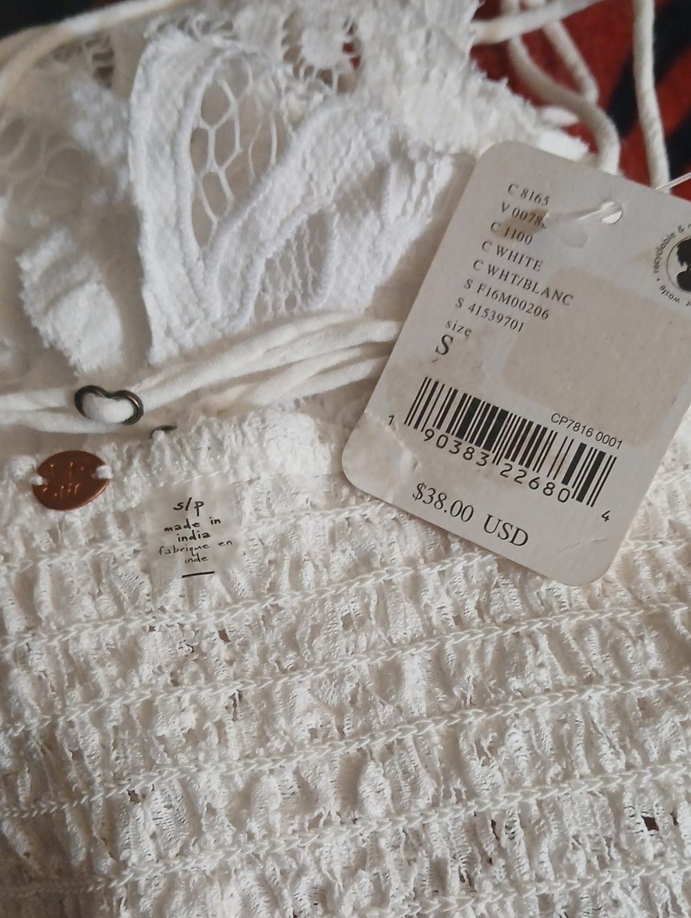Free People Bralette white Adella Size Small - Picture 5 of 5